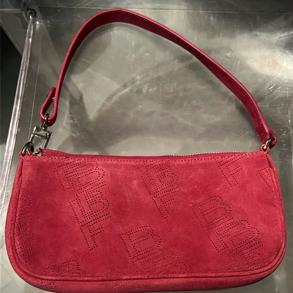 By Far Rachel Perforated Suede Shoulder Bag